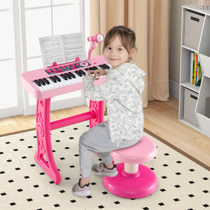 Kids Piano Keyboard 37-Key Kids Toy Keyboard Piano with Microphone for 3+ Kids-Pink view 2
