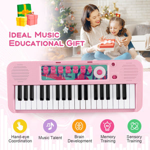 Kids Piano Keyboard 37-Key Kids Toy Keyboard Piano with Microphone for 3+ Kids-Pink view 6