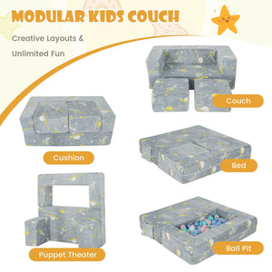 Kids Play Sofa with Ottoman and Removable & Machine Washable Cover-Gray view 6