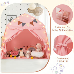 Kids Play Tent Bed Tent with String Lights Extra Large Playhouse Tent-Pink view 8