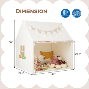 Kids Play Tent Large Playhouse with Padded Mat and 2 Breathable Windows-Beige view 5