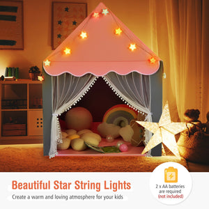 Kids Playhouse Tent with Star Lights and Mat-Pink view 9