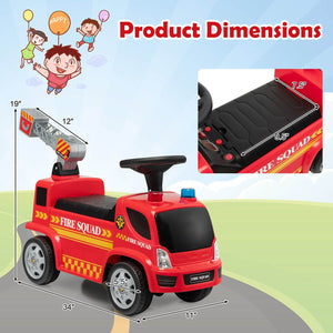Kids Push Ride On Fire Truck with Ladder Bubble Maker and Headlights-Red view 4