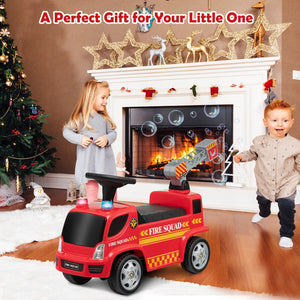 Kids Push Ride On Fire Truck with Ladder Bubble Maker and Headlights-Red view 5
