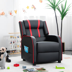Kids Recliner Chair with Side Pockets and Footrest-Red view 2