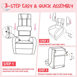 Kids Recliner Chair with Side Pockets and Footrest-Red view 6