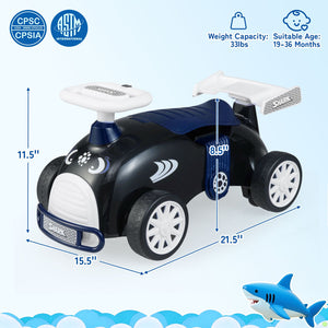 Kids Ride On Car Sliding Toy with Music and Under-Seat Storage-Black & Blue view 4