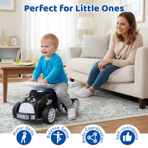 Kids Ride On Car Sliding Toy with Music and Under-Seat Storage-Black & Blue view 5