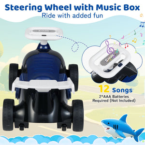 Kids Ride On Car Sliding Toy with Music and Under-Seat Storage-Black & Blue view 6