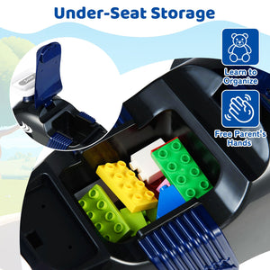Kids Ride On Car Sliding Toy with Music and Under-Seat Storage-Black & Blue view 7