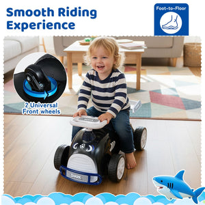 Kids Ride On Car Sliding Toy with Music and Under-Seat Storage-Black & Blue view 8