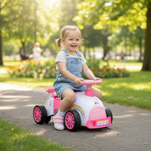 Kids Ride On Car Sliding Toy with Music and Under-Seat Storage-Pink view 3