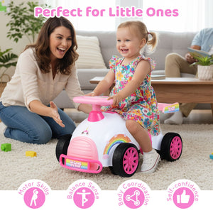 Kids Ride On Car Sliding Toy with Music and Under-Seat Storage-Pink view 5