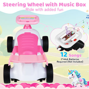 Kids Ride On Car Sliding Toy with Music and Under-Seat Storage-Pink view 6