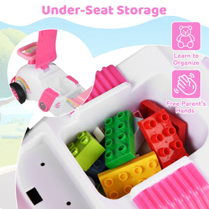 Kids Ride On Car Sliding Toy with Music and Under-Seat Storage-Pink view 7