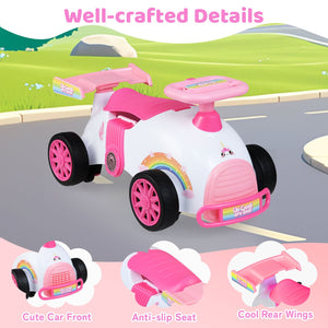 Kids Ride On Car Sliding Toy with Music and Under-Seat Storage-Pink view 9