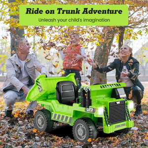 Kids Ride on Dump Truck 12V Ride on Car with Electric Dump Bed-Green view 5
