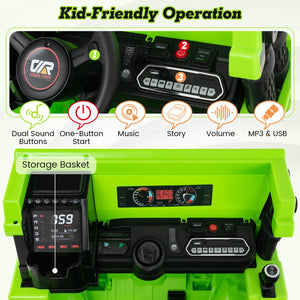 Kids Ride on Dump Truck 12V Ride on Car with Electric Dump Bed-Green view 9