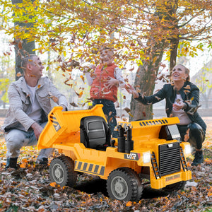 Kids Ride on Dump Truck 12V Ride on Car with Electric Dump Bed-Yellow view 2