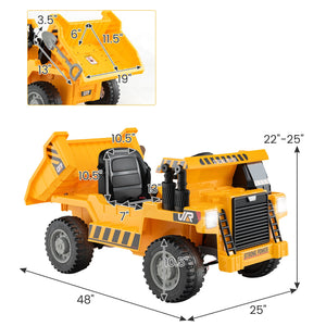 Kids Ride on Dump Truck 12V Ride on Car with Electric Dump Bed-Yellow view 4