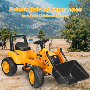 Kids Ride On Excavator Digger 6V Battery Powered Tractor -Yellow view 2