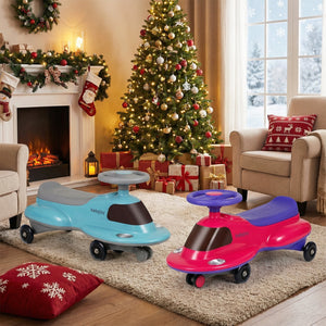 Kids Ride On Toy with Under-seat Storage and LED Flashing Wheels-Blue view 3