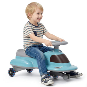 Kids Ride On Toy with Under-seat Storage and LED Flashing Wheels-Blue view 4