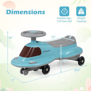 Kids Ride On Toy with Under-seat Storage and LED Flashing Wheels-Blue view 5