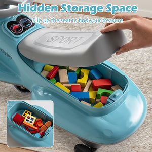 Kids Ride On Toy with Under-seat Storage and LED Flashing Wheels-Blue view 7