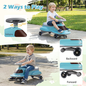 Kids Ride On Toy with Under-seat Storage and LED Flashing Wheels-Blue view 8