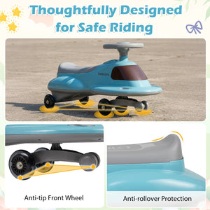 Kids Ride On Toy with Under-seat Storage and LED Flashing Wheels-Blue view 9