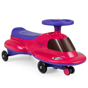 Kids Ride On Toy with Under-seat Storage and LED Flashing Wheels-Pink