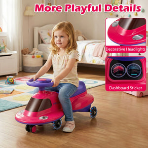 Kids Ride On Toy with Under-seat Storage and LED Flashing Wheels-Pink view 9