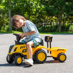 Kids Ride on Tractor Licensed Caterpillar with Detachable Trailer No Power-Yellow view 2