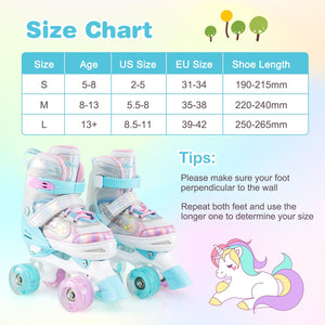 Kids Roller Skates 4 Sizes Adjustable Quad Skates with Light-up Wheels and Safety Protection-Navy view 4