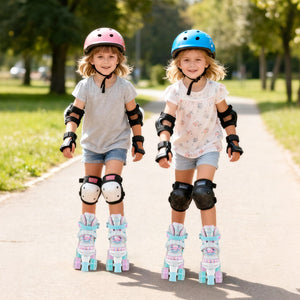 Kids Roller Skates 4 Sizes Adjustable Quad Skates with Light-up Wheels and Safety Protection-Navy view 5