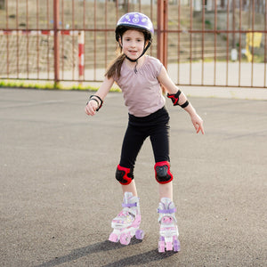 Kids Roller Skates 4 Sizes Adjustable Quad Skates with Light-up Wheels-Pink view 2