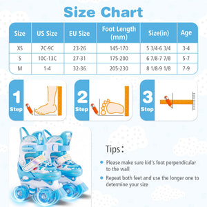 Kids Roller Skates 4 Sizes Adjustable with Light-up Wheels for Toddler Aged 3-4 (XS)-Blue view 4