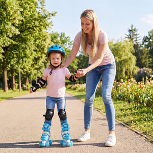 Kids Roller Skates 4 Sizes Adjustable with Light-up Wheels for Toddler Aged 3-4 (XS)-Blue view 5