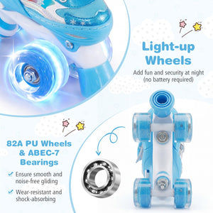 Kids Roller Skates 4 Sizes Adjustable with Light-up Wheels for Toddler Aged 5-7 (S)-Blue view 7