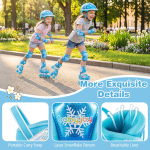 Kids Roller Skates 4 Sizes Adjustable with Light-up Wheels for Toddler Aged 5-7 (S)-Blue view 9