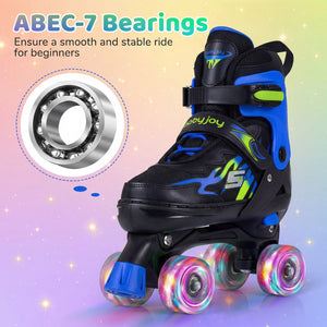 Kids Roller Skates for Girls Boys Teens 4 Sizes Adjustable Quad Skates with Light-up Wheels-Navy view 7