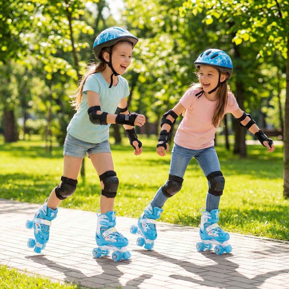 Kids Roller Skates for Girls Boys with Light-up Wheels and Safety Protection-Navy view 2