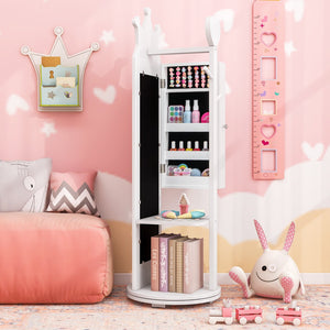 Kids Room Furniture Set Princess Vanity Table and Stool Set with Mirror and Drawer-White view 2