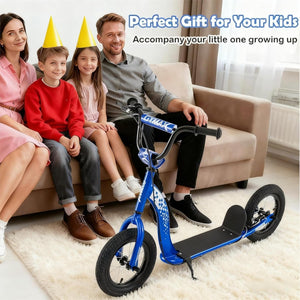 Kids Scooter Youth Kick Scooter with Adjustable Height Handlebar 12-Inch Inflatable Wheels-Navy view 3