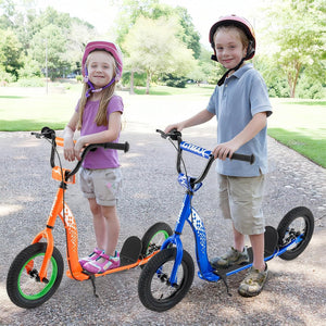 Kids Scooter Youth Kick Scooter with Adjustable Height Handlebar 12-Inch Inflatable Wheels-Orange view 6