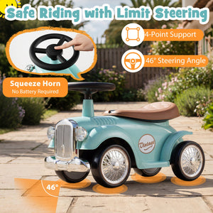 Kids Sit to Stand Vehicle with Working Steering Wheel and Under Seat Storage-Green view 7