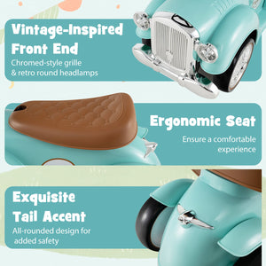 Kids Sit to Stand Vehicle with Working Steering Wheel and Under Seat Storage-Green view 8