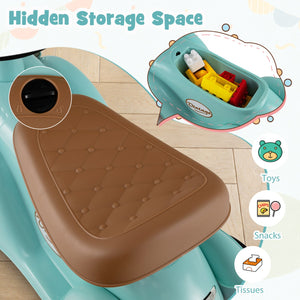 Kids Sit to Stand Vehicle with Working Steering Wheel and Under Seat Storage-Green view 9