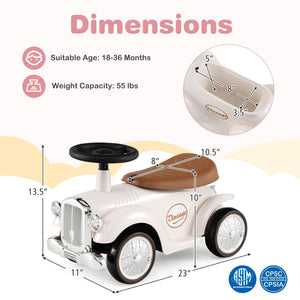 Kids Sit to Stand Vehicle with Working Steering Wheel and Under Seat Storage-White view 5